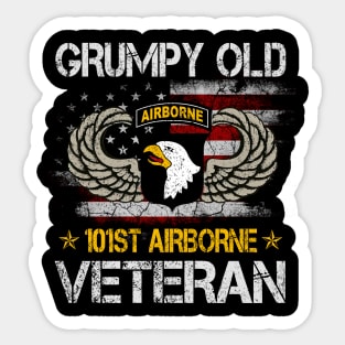 Grumpy Old 101st Airborne Division Veteran T Shirt Mens Sticker